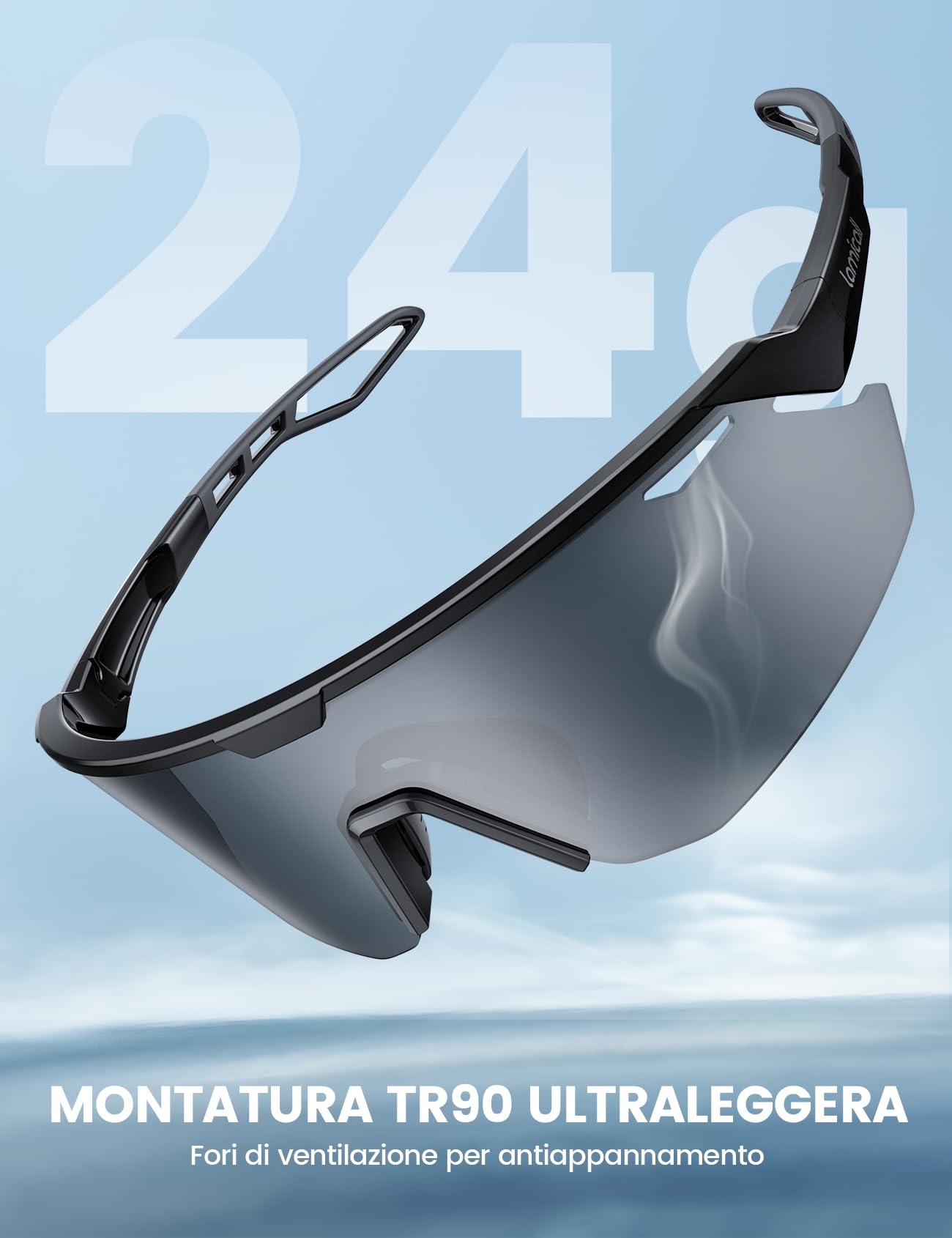 Lamicall Occhiali da Sole Ciclismo Polarizzati, [24g Ultraleggero] Anti-UV400, TR90-Telaio, Nasello Regolabile, Occhiali da Sole Sportivi per Uomo e Donna, per Pesca/Corsa/Sport all'Aperto