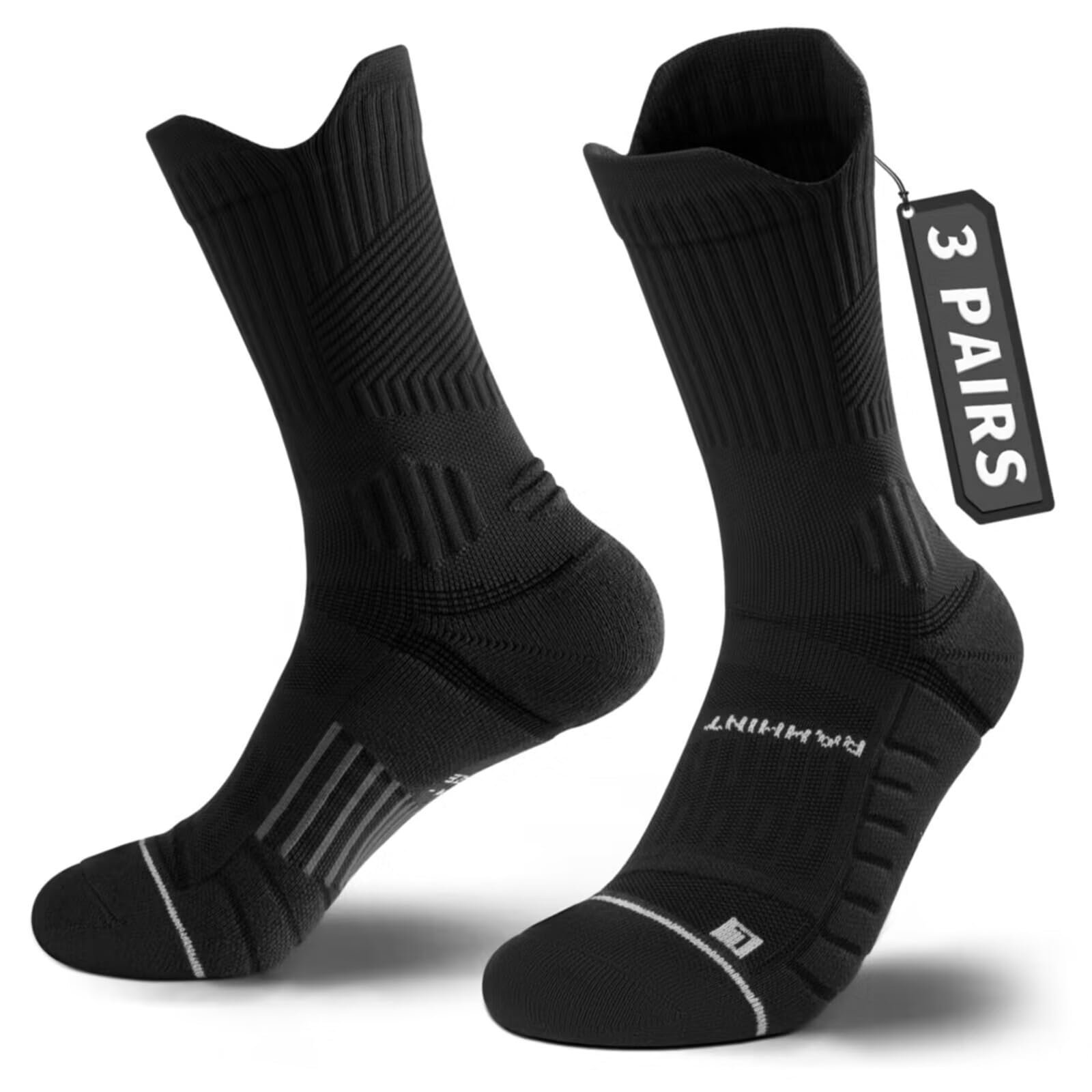 Coolmax Compressione 3 Paia Calzini Running Uomo Calze da Corsa Trekking Padel Uomo, Anti-Vesciche & Con Supporto Dell'arco Plantare, 35-51
