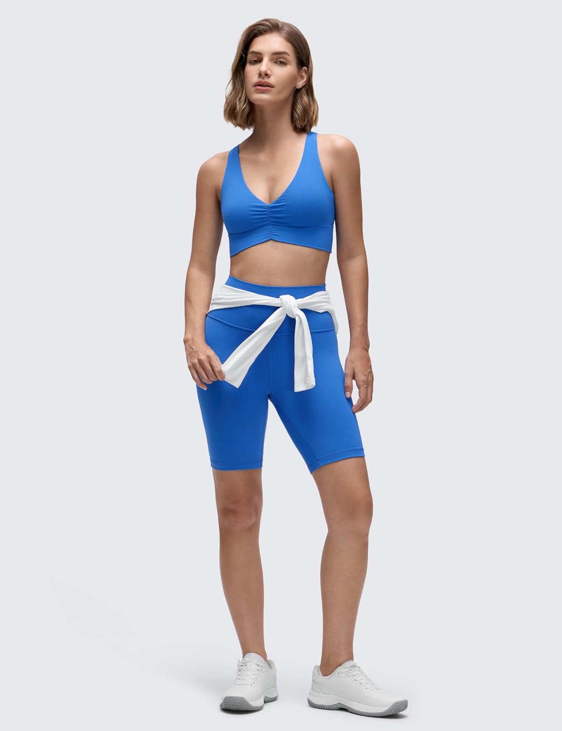 CRZ YOGA Butterluxe Donna Increspato Sport Reggiseni Collo a V Incrocio Schiena Yoga Canotta Tops