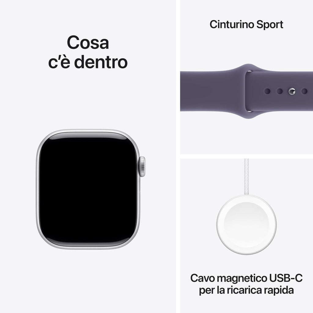 Apple Watch Series 11 GPS, Cassa 46 mm in alluminio Jet Black con Cinturino Sport nero - M/L