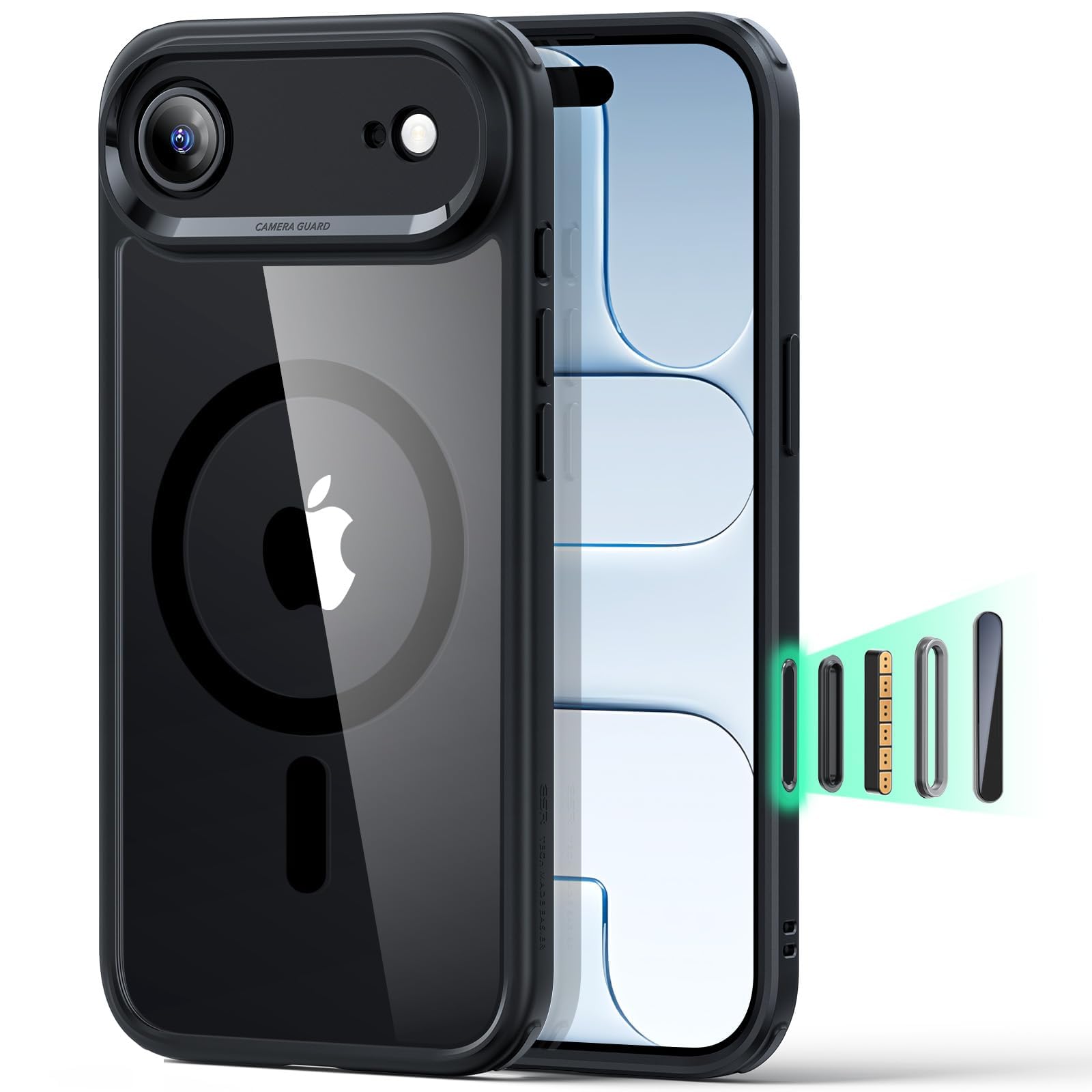 ESR Cover per iPhone 17 Pro Max, Custodia per controllo della fotocamera, Compatibile con MagSafe, Protezione antiurto di livello militare, Angoli Air Guard ammortizzanti, Trasparente