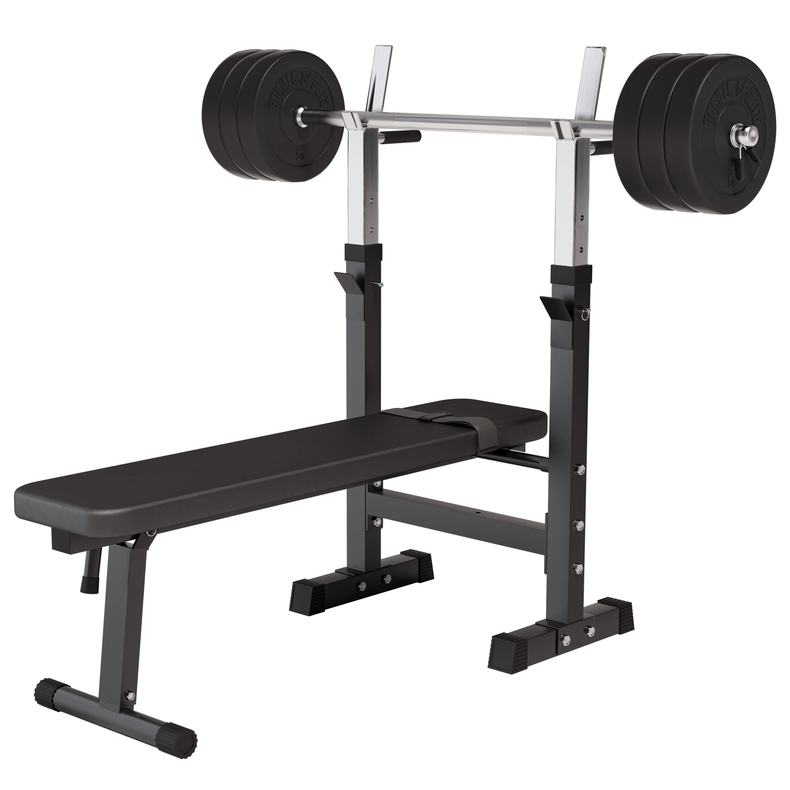 GORILLA SPORTS® Panca Pesi Multifunzione Regolabile – Pieghevole con Porta, Bilanciere e Manubri con Dischi 38/70/100 kg – Piana/Inclinata, Struttura Robusta Max 200 kg – Palestra Casa Fitness