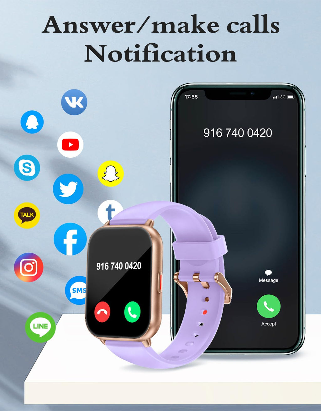 RUIMEN Smartwatch Donna Chiamate Bluetooth Musica Orologio Sportive Contapassi da Polso Cardiofrequenzimetro Saturazione Ossigeno Fitness Tracker Ciclo Mestruale Controllo Sonno per Android iOS Rosa