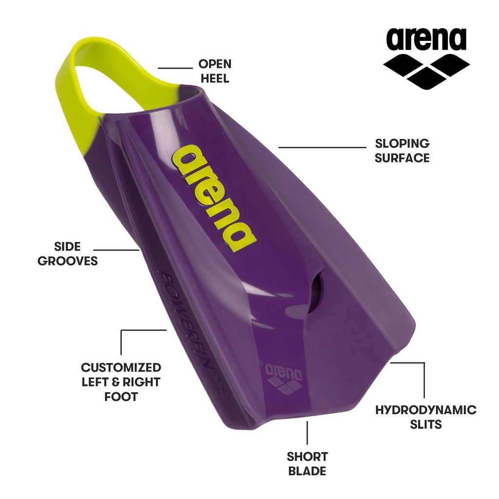 Arena Powerfin PRO II, Pinne Unisex per Adulti, in Silicone, a Lama Corta, Piede Destro/Sinistro Personalizzabile, Misure: 36,5-47,5