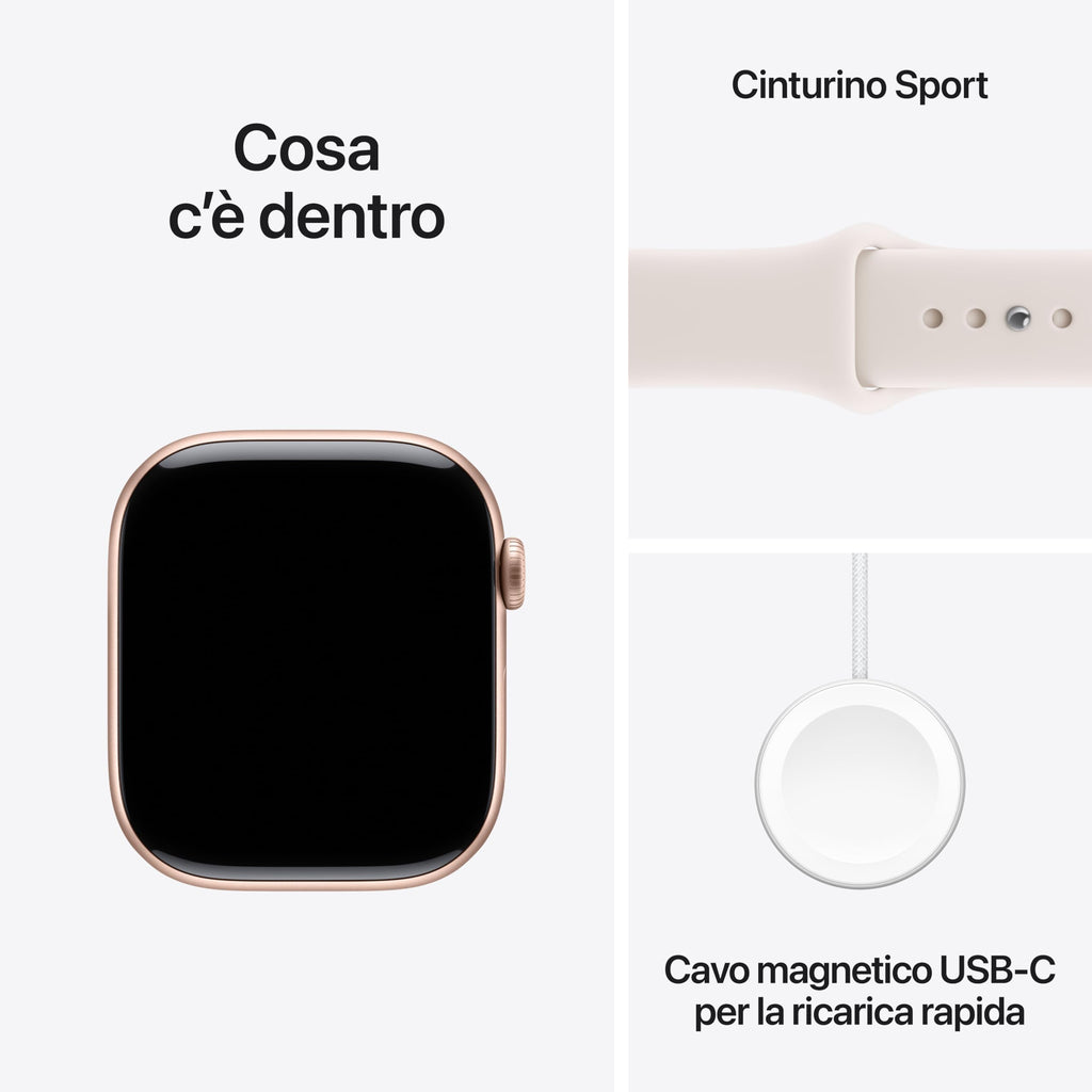 Apple Watch Series 11 GPS, Cassa 46 mm in alluminio Jet Black con Cinturino Sport nero - M/L