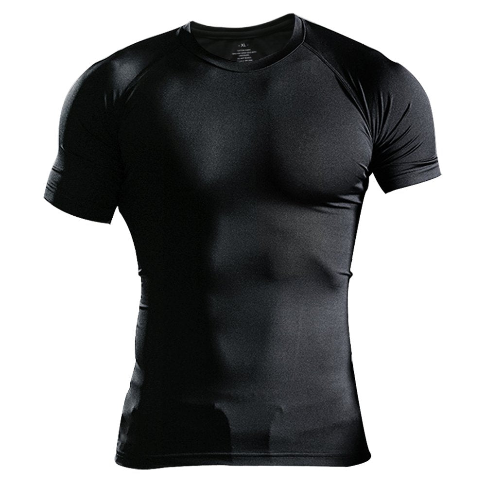 Muscle Alive Homme Maillot de Corps Slim Ajusté à Manches Courtes de Base de Compression de Musculation en Polyester et Spandex