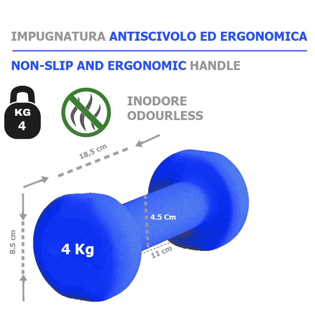 G5 HT SPORT Manubri O Manubrio in Neoprene da Palestra E Home Gym Antiscivolo da 0.5 a 6 kg Coppia O Singolo
