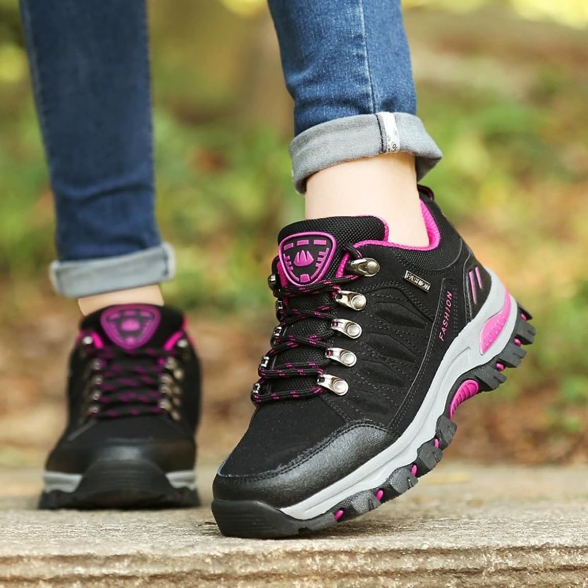 Scarpe da Trekking da Donna Scarpe Sportive Basse Scarpe da Trekking Leggere all'aperto Scarpe da Trekking Antiscivolo Adatte al Campeggio e all'escursionismo Nero Grigio Viola Rosa 36-42EU