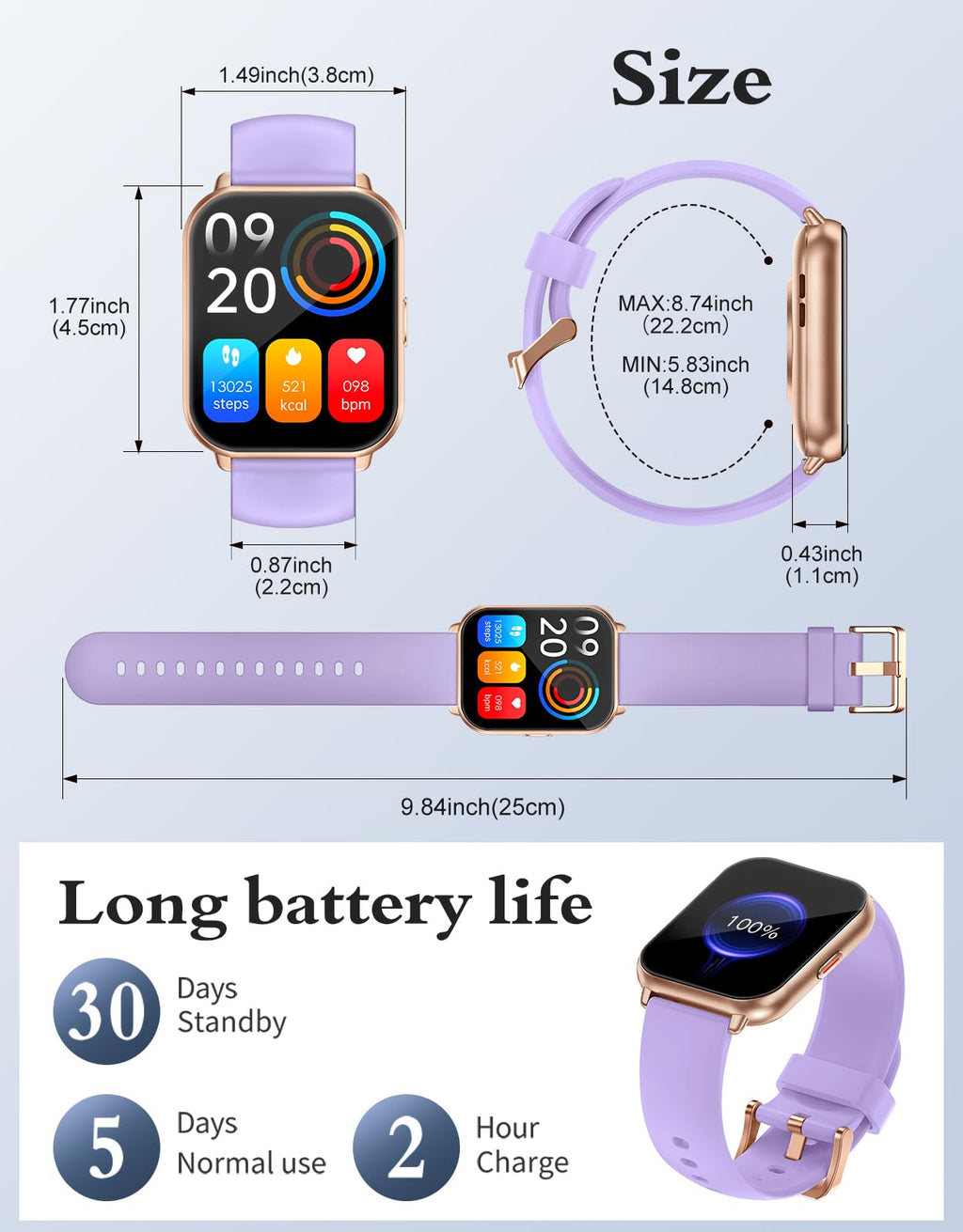 RUIMEN Smartwatch Donna Chiamate Bluetooth Musica Orologio Sportive Contapassi da Polso Cardiofrequenzimetro Saturazione Ossigeno Fitness Tracker Ciclo Mestruale Controllo Sonno per Android iOS Rosa
