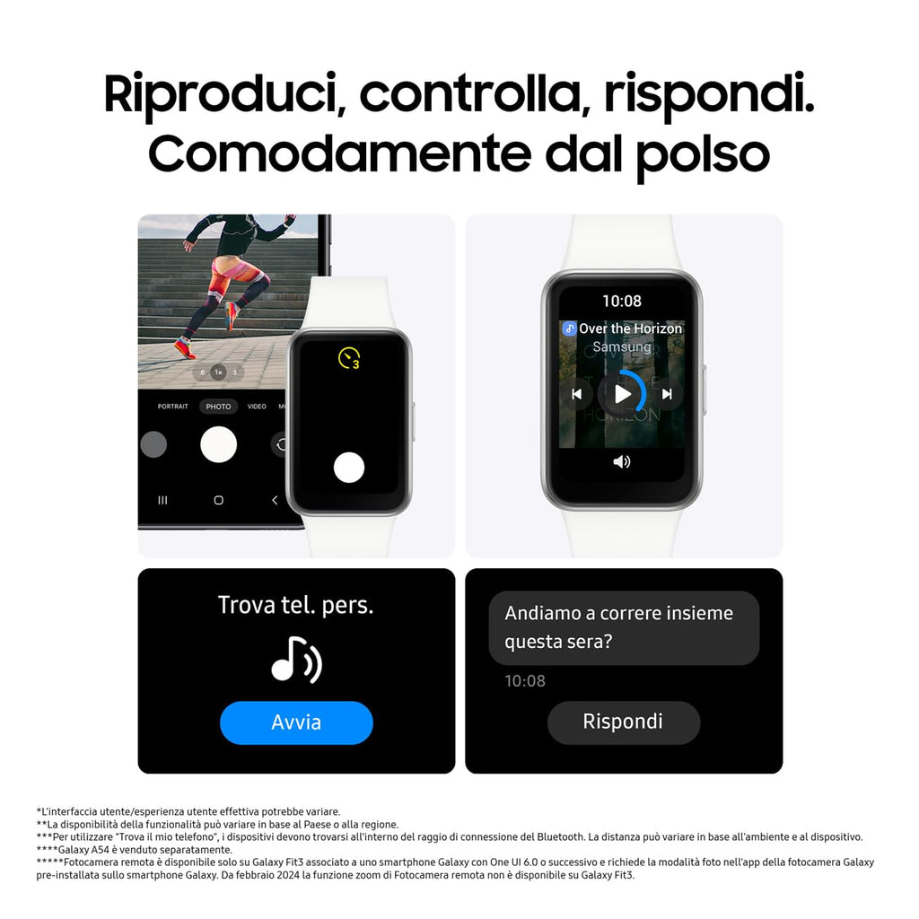 Samsung Galaxy Fit3 fitness band, batteria a lunga durata, rilevamento cadute/SOS, barometro, IP68, monitoraggio sonno, oltre 100 esercizi, gestione notifiche/musica, Gray [Versione italiana]