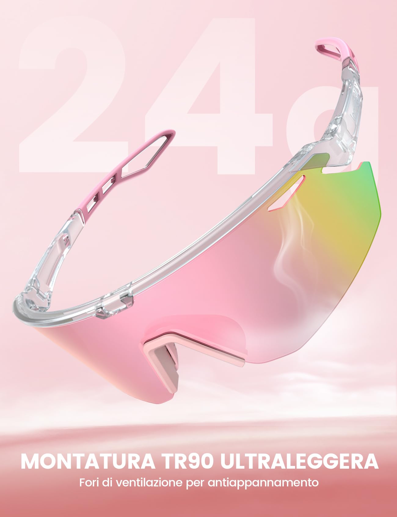 Lamicall Occhiali da Sole Ciclismo Polarizzati, [24g Ultraleggero] Anti-UV400, TR90-Telaio, Nasello Regolabile, Occhiali da Sole Sportivi per Uomo e Donna, per Pesca/Corsa/Sport all'Aperto