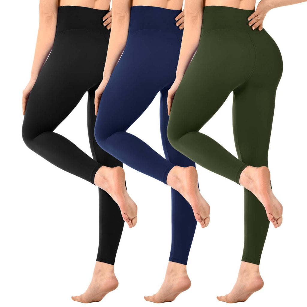 Sinophant - Leggings da donna, a vita alta, opachi, neri, per palestra, yoga, sport, confezione da 3