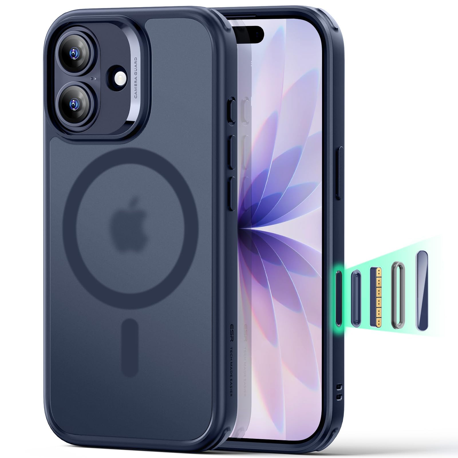 ESR Cover per iPhone 17 Pro Max, Custodia per controllo della fotocamera, Compatibile con MagSafe, Protezione antiurto di livello militare, Angoli Air Guard ammortizzanti, Trasparente
