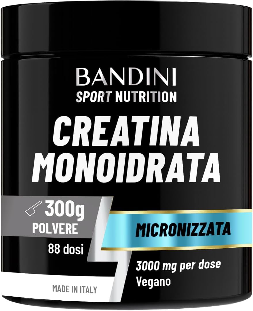 Bandini® Creatina Monoidrata in Polvere Pura al 100% - Integratore per Allenamento, Sport, Palestra e Pre Workout - Include Dosatore - 100% Vegan - A base di Creatine Monoidrato