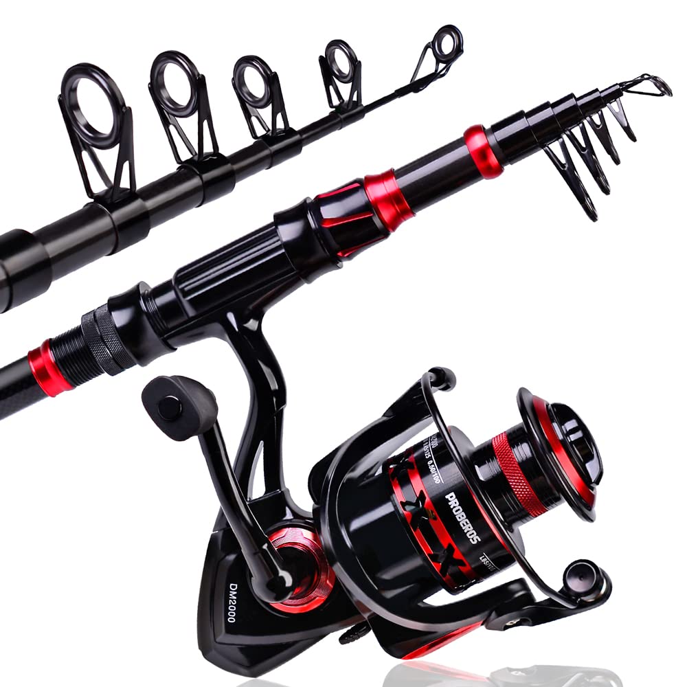 Canna da pesca e mulinello Combo, canna da pesca telescopica in fibra di carbonio da 2,1 m con mulinello da spinning/baitcasting, set di attrezzatura da pesca in acqua salata d'acqua dolce ghiaccio