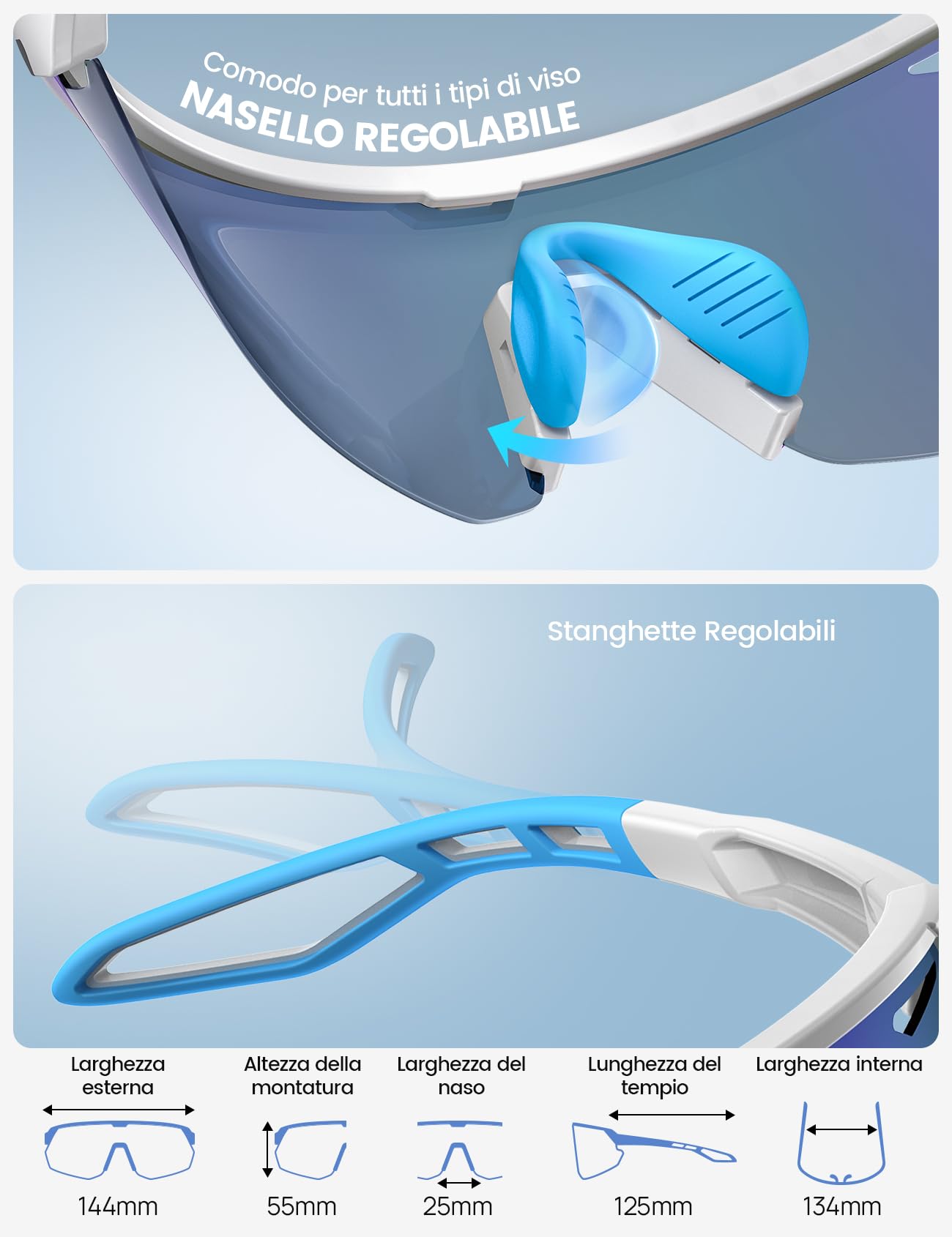 Lamicall Occhiali da Sole Ciclismo Polarizzati, [24g Ultraleggero] Anti-UV400, TR90-Telaio, Nasello Regolabile, Occhiali da Sole Sportivi per Uomo e Donna, per Pesca/Corsa/Sport all'Aperto