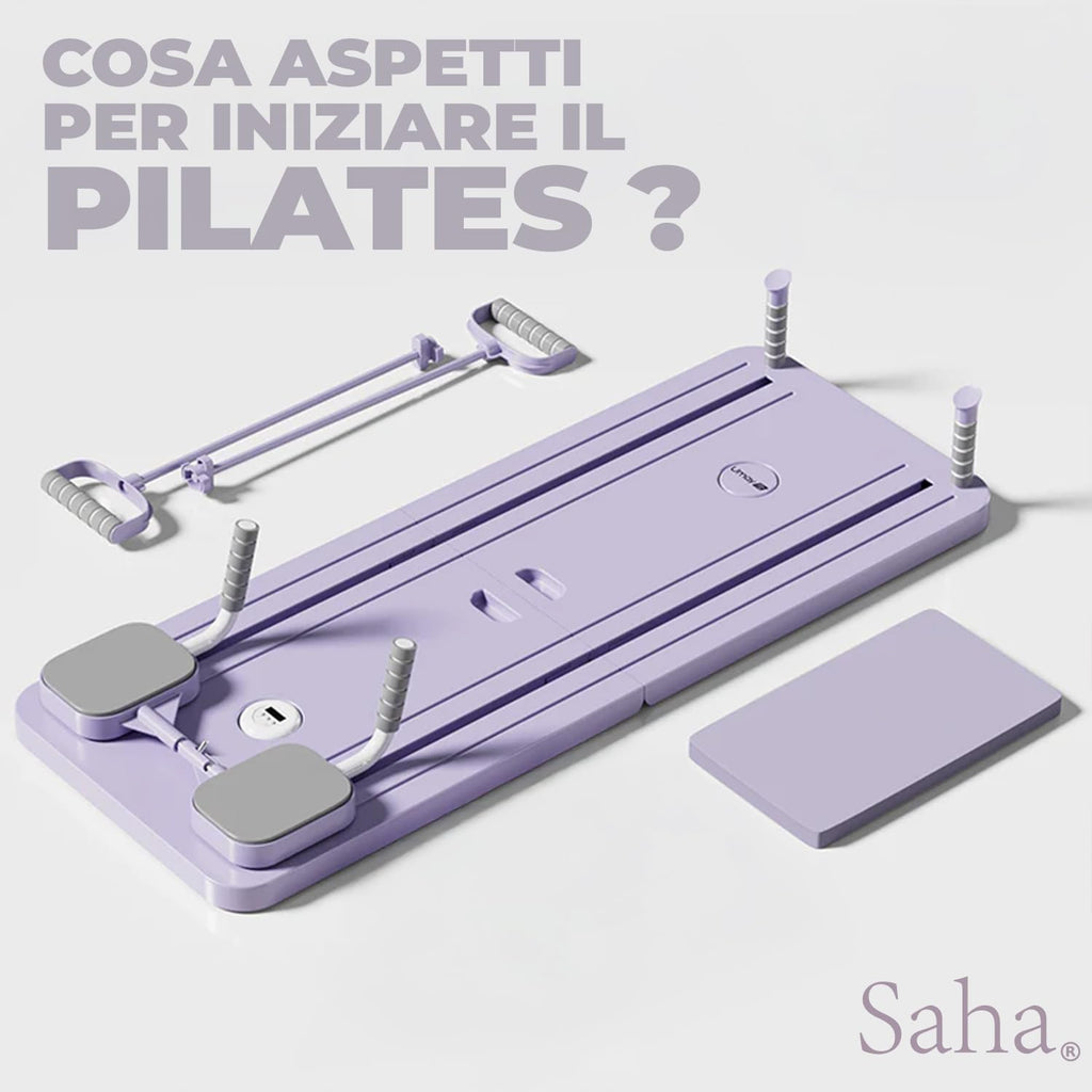 Saha® Tavola Pilates Reformer | Attrezzo Addominali Fitness Casa con Bande di Resistenza, Maniglie e Timer | Yoga Core Allenamento Corpo Completo | Original Corner