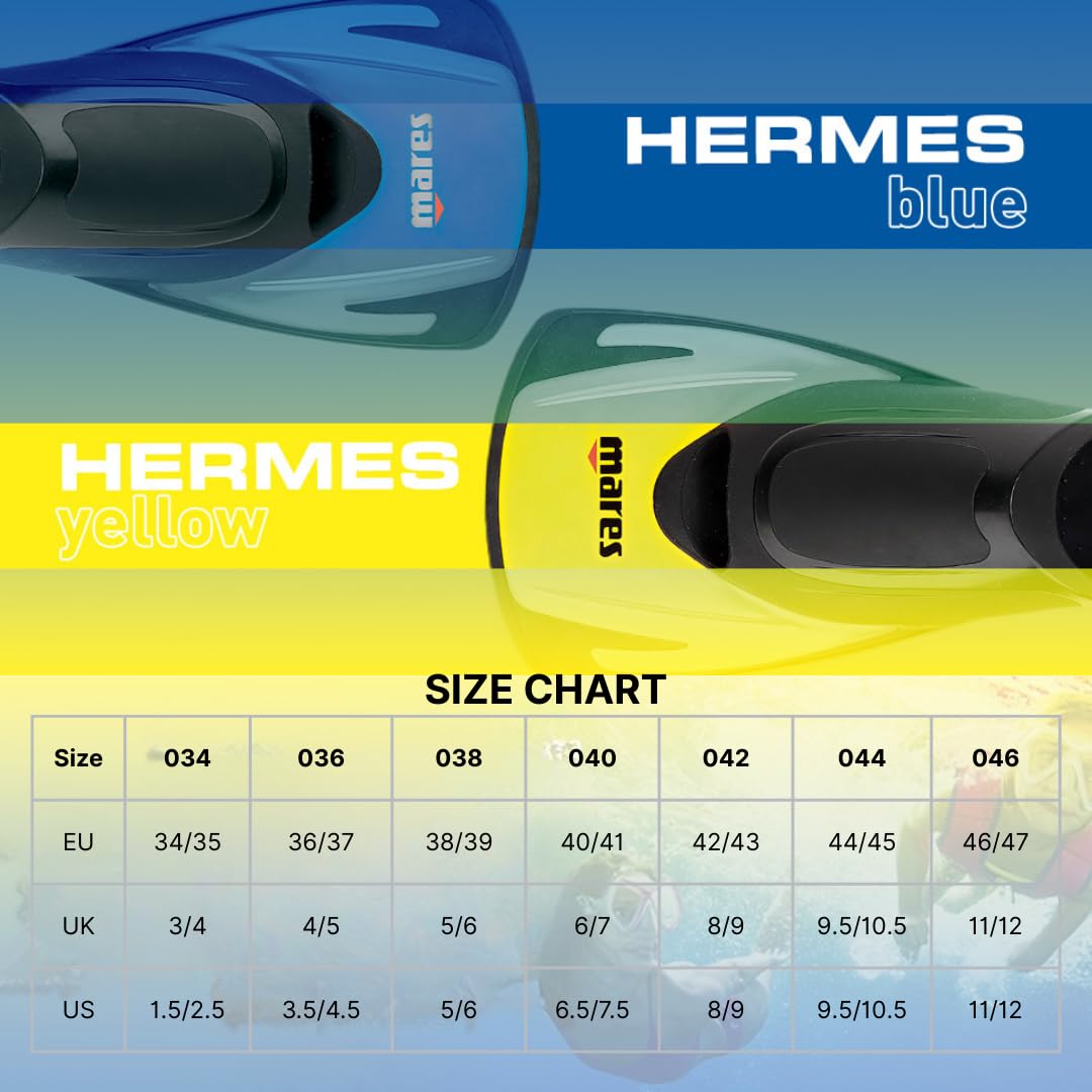 Mares Hermes – Pinne corte versatili unisex per nuoto e immersione, pinne piscina leggere e confortevoli con scarpetta aperta