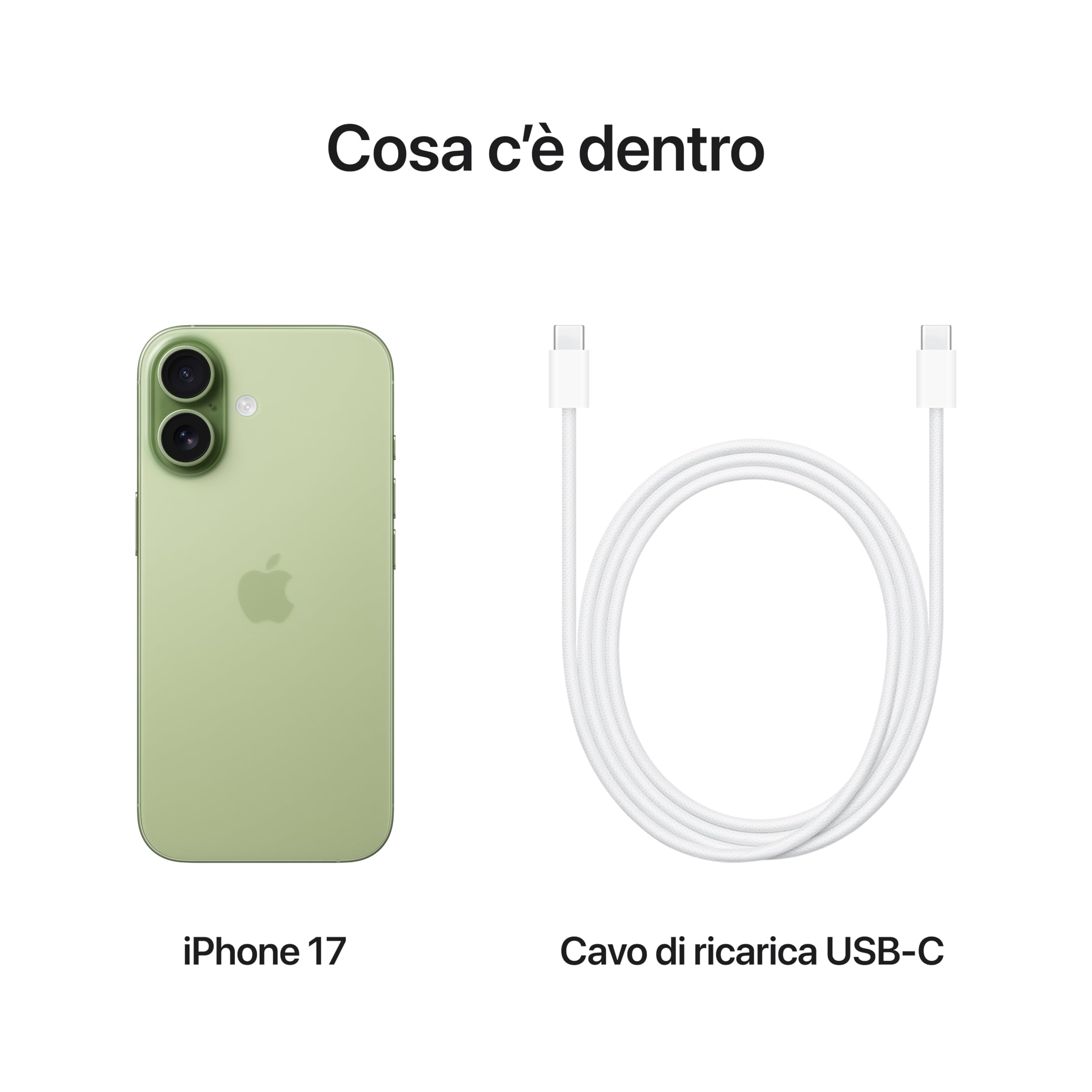 Apple iPhone 17 256 GB: display 6,3" con ProMotion, chip A19, fotocamera frontale Center Stage per selfie di gruppo più facili, più resistenza ai graffi, un giorno intero di batteria; Salvia