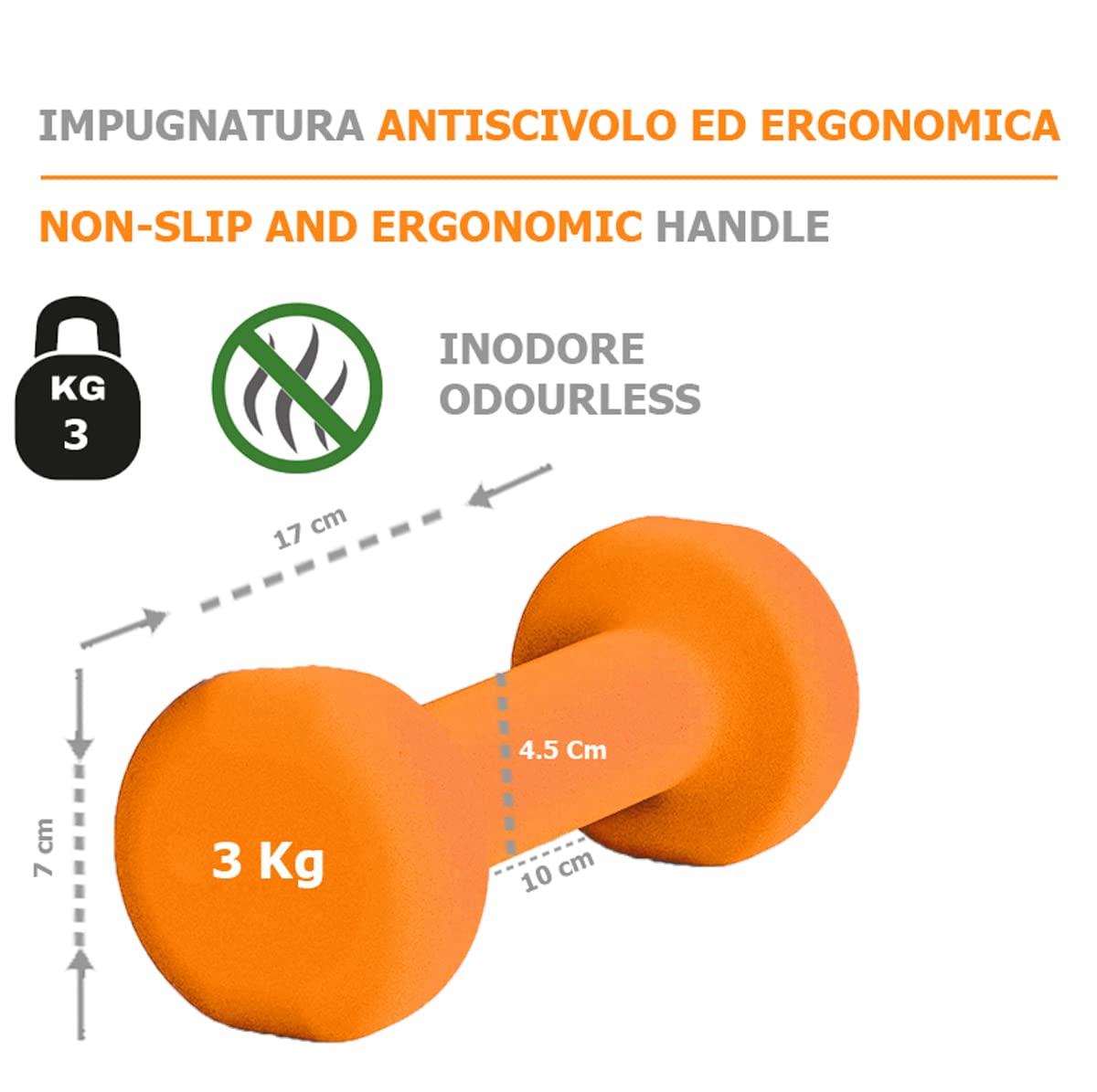 G5 HT SPORT Manubri O Manubrio in Neoprene da Palestra E Home Gym Antiscivolo da 0.5 a 6 kg Coppia O Singolo