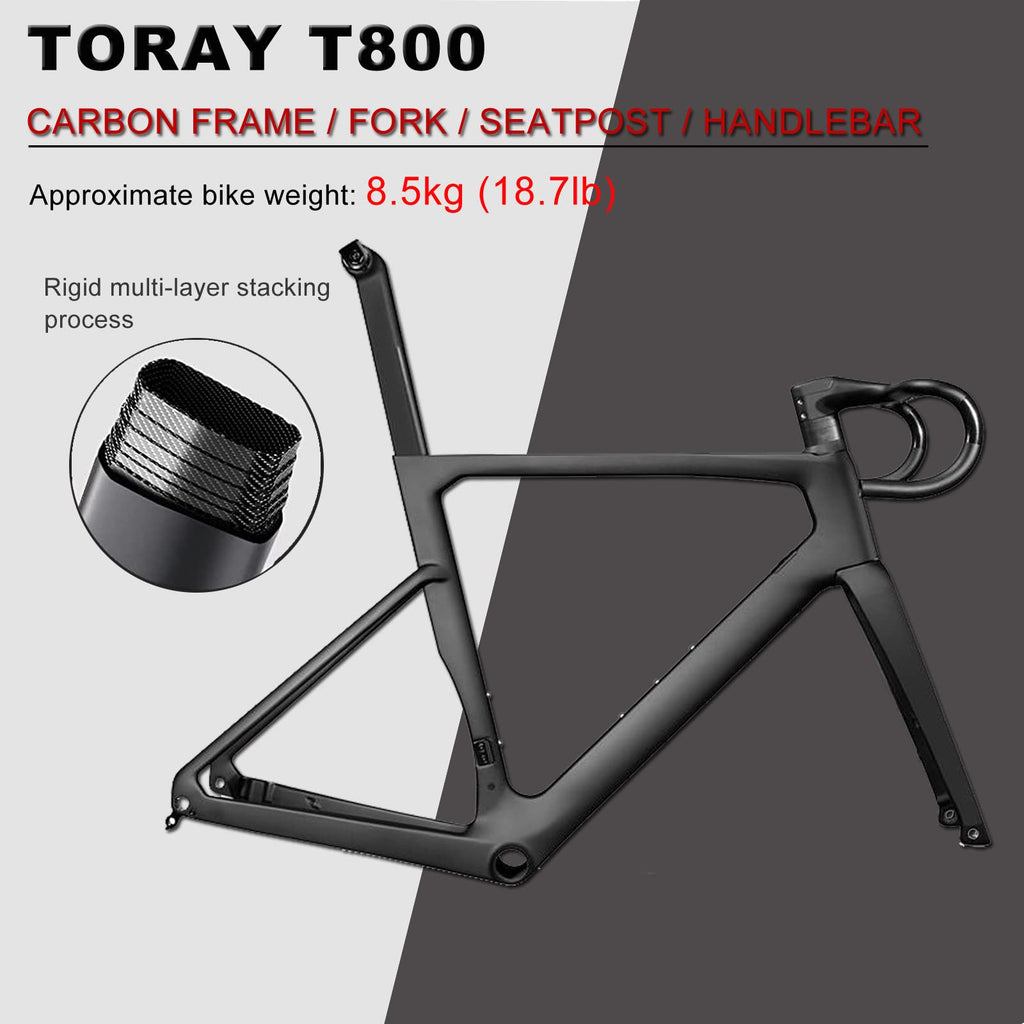 KABON Bici da corsa carbonio, 700C bici da strada T800 con 105 R7000 22 velocità Bicicletta da corsa con freno a disco per uomini e donna