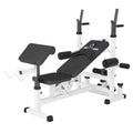 Gorilla Sports® Panca Multifunzione - Schienale Regolabile, Portabilanciere, Butterfly, Curl per Gambe, Nero/Bianco - Panca Pesi, Stazione Fitness