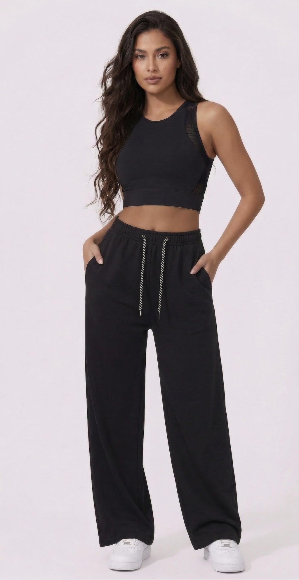 Pantaloni Tuta Donna Larghi Vita Alta con Tasche Pantaloni Sportivi Leggeri e Comodi Jogging Casual Fitness Palestra