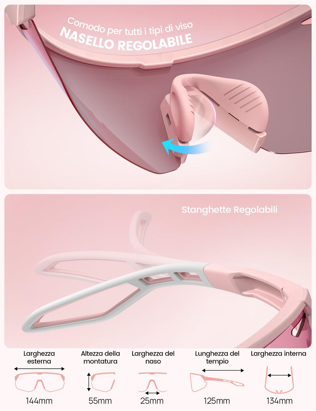 Lamicall Occhiali da Sole Ciclismo Polarizzati, [24g Ultraleggero] Anti-UV400, TR90-Telaio, Nasello Regolabile, Occhiali da Sole Sportivi per Uomo e Donna, per Pesca/Corsa/Sport all'Aperto