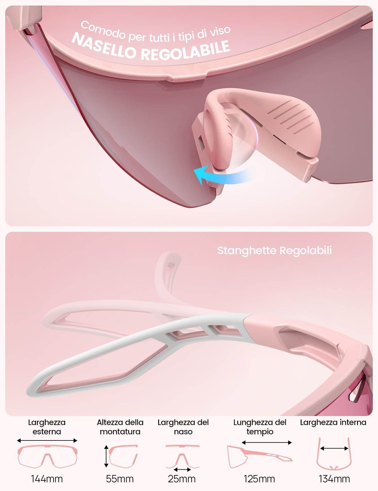 Lamicall Occhiali da Sole Ciclismo Polarizzati, [24g Ultraleggero] Anti-UV400, TR90-Telaio, Nasello Regolabile, Occhiali da Sole Sportivi per Uomo e Donna, per Pesca/Corsa/Sport all'Aperto