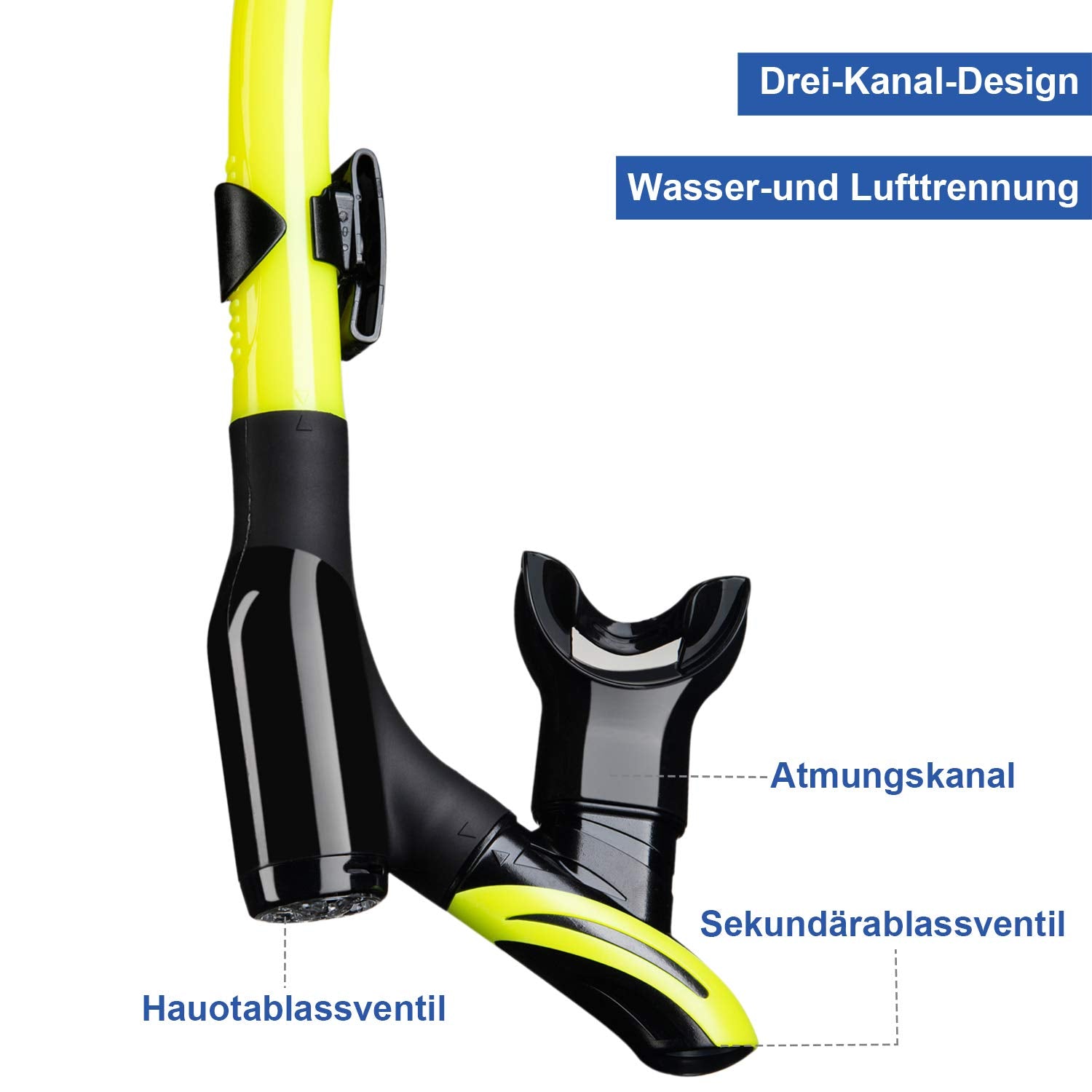 Dorlle Set da snorkeling con boccaglio e occhiali da immersione, impermeabile, anti-appannamento, in vetro temperato, con boccaglio a 3 canali Premium Dry per adulti
