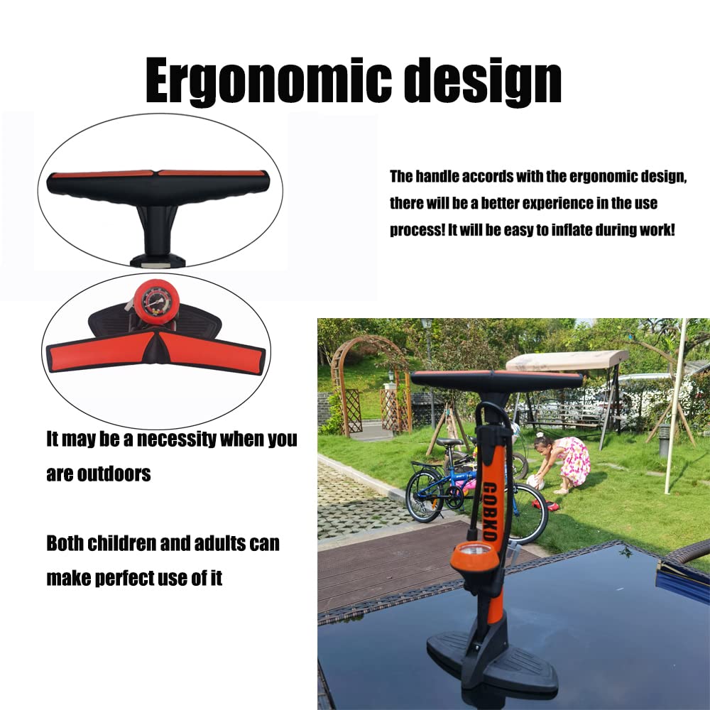 Pompa da pavimento per bici, pompa da bicicletta da pavimento con pompe per biciclette Presta & Schrader Valvole Pompa ad alta pressione portatile multiuso da 160 psi per bici e palloni