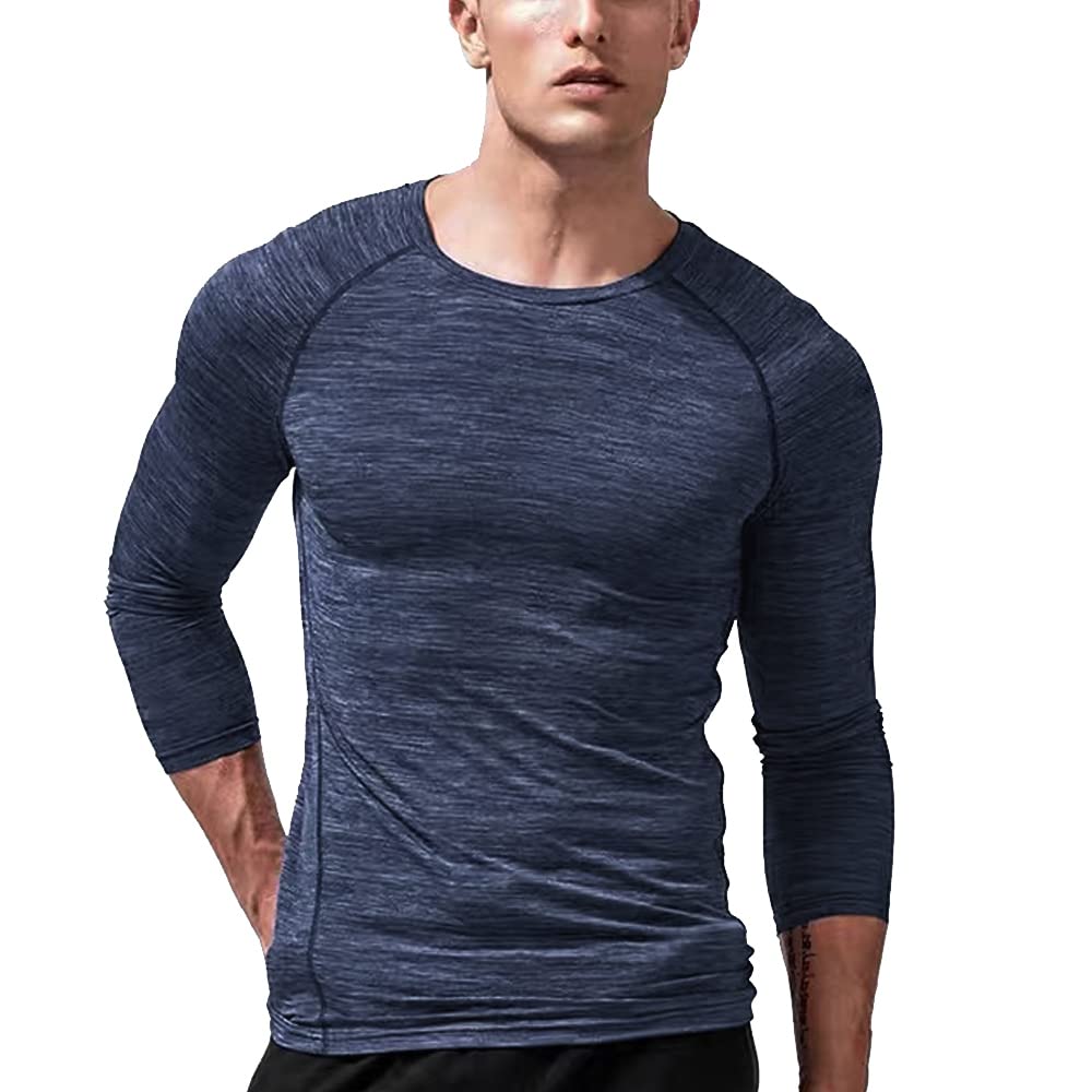 Muscle Alive Uomo Magro Stretto Compressione Livello Base Manica Corta Maglietta Bodybuilding Top Poliestere e Spandex