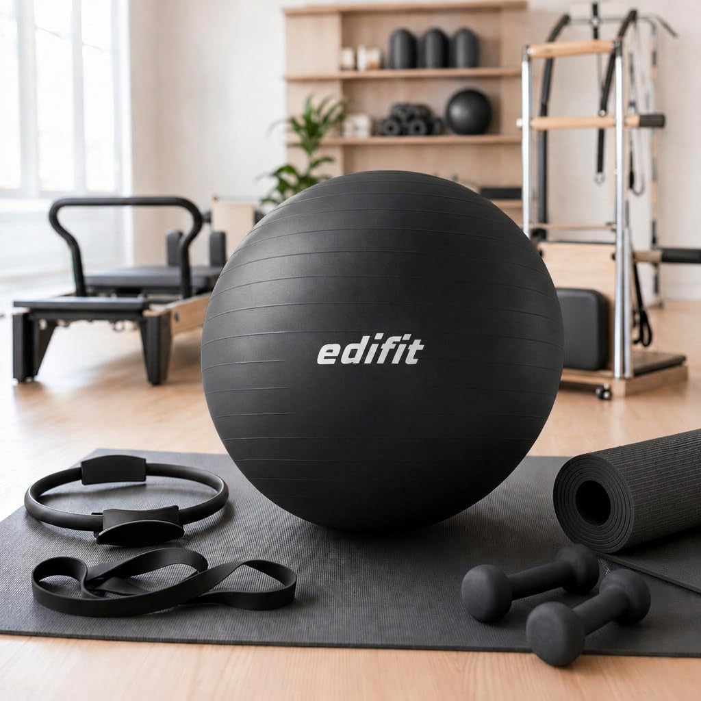 EDIFIT Palla Fitness, Pilates Attrezzi Casa, Incluso il Gonfiatore, Fitball, Yoga Accessori, Palla Gravidanza, Ginnastica Ritmica