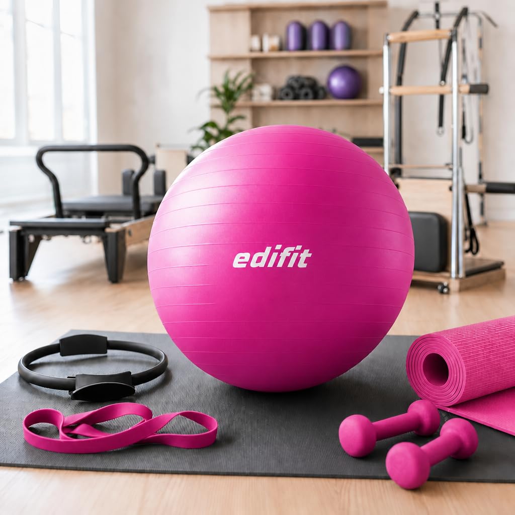 EDIFIT Palla Fitness, Pilates Attrezzi Casa, Incluso il Gonfiatore, Fitball, Yoga Accessori, Palla Gravidanza, Ginnastica Ritmica
