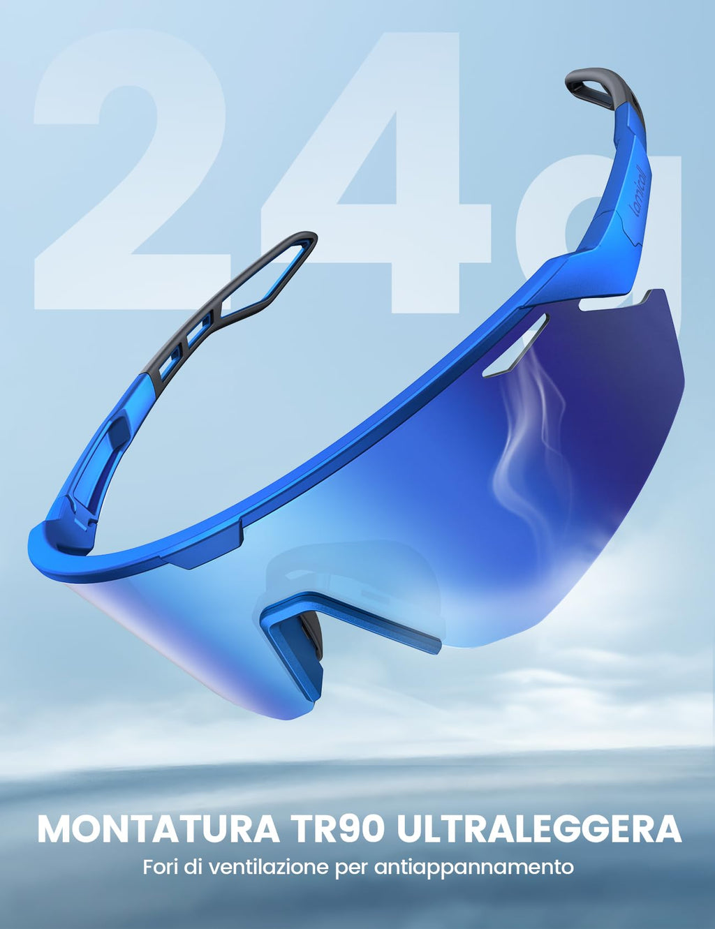 Lamicall Occhiali da Sole Ciclismo Polarizzati, [24g Ultraleggero] Anti-UV400, TR90-Telaio, Nasello Regolabile, Occhiali da Sole Sportivi per Uomo e Donna, per Pesca/Corsa/Sport all'Aperto