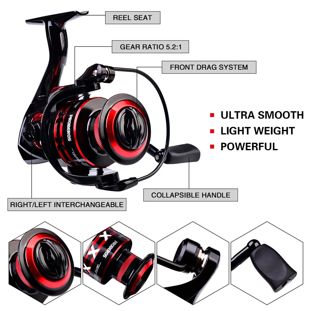 Canna da pesca e mulinello Combo, canna da pesca telescopica in fibra di carbonio da 2,1 m con mulinello da spinning/baitcasting, set di attrezzatura da pesca in acqua salata d'acqua dolce ghiaccio