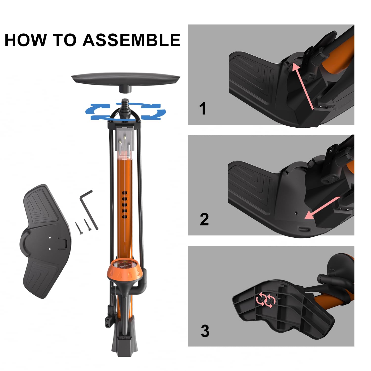 Pompa da pavimento per bici, pompa da bicicletta da pavimento con pompe per biciclette Presta & Schrader Valvole Pompa ad alta pressione portatile multiuso da 160 psi per bici e palloni