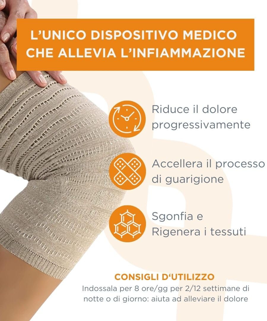 Spikenergy Ginocchiera Ortopedica Elettro Magnetoterapia - Unisex, Per Artrosi ed Artrite, Traumi Distorsivi, Tendinite, Fascia Ginocchio Elastica, Dispositivo Medico Detraibile - Made in Italy