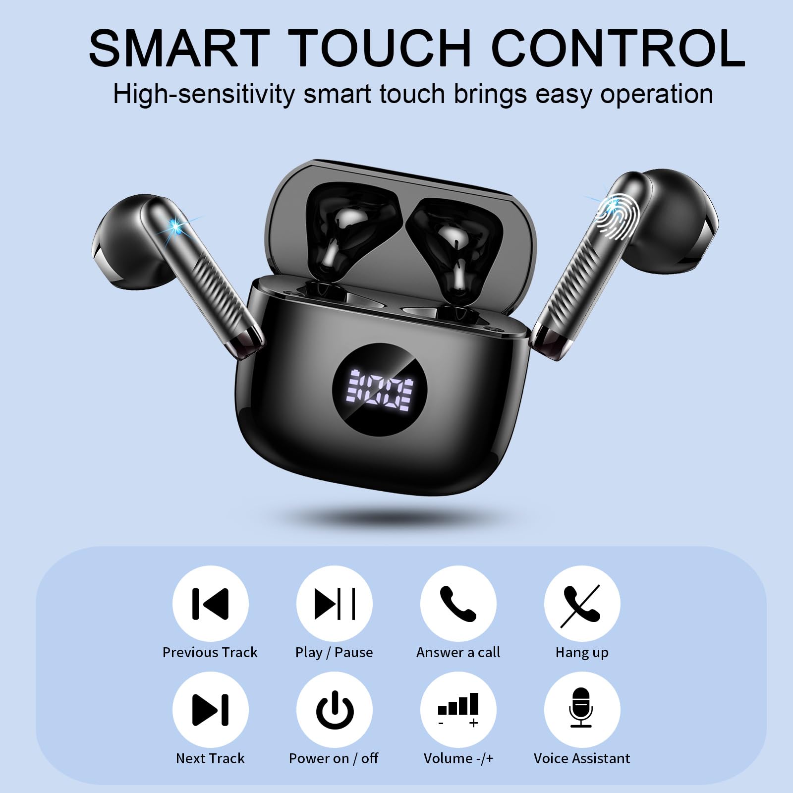 2026 Cuffie Bluetooth Auricolari Bluetooth 5.4, Cuffie Wireless con 4 ENC Cancellazione Rumore Mic, Cuffie in Ear 40 Ore di Riproduzione, Cuffie Senza Filo HiFi Stereo IP7 Impermeabili per iOS/Android
