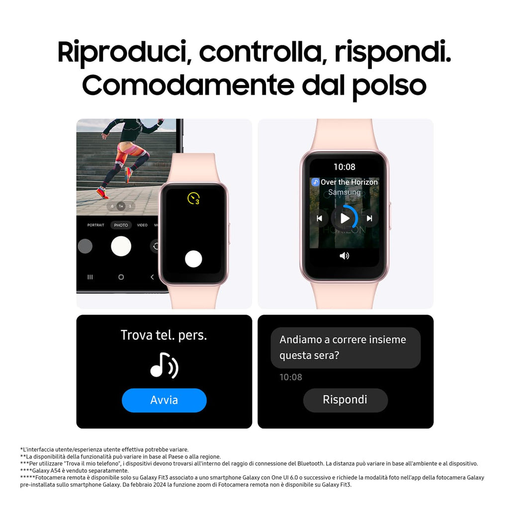 Samsung Galaxy Fit3 fitness band, batteria a lunga durata, rilevamento cadute/SOS, barometro, IP68, monitoraggio sonno, oltre 100 esercizi, gestione notifiche/musica, Gray [Versione italiana]