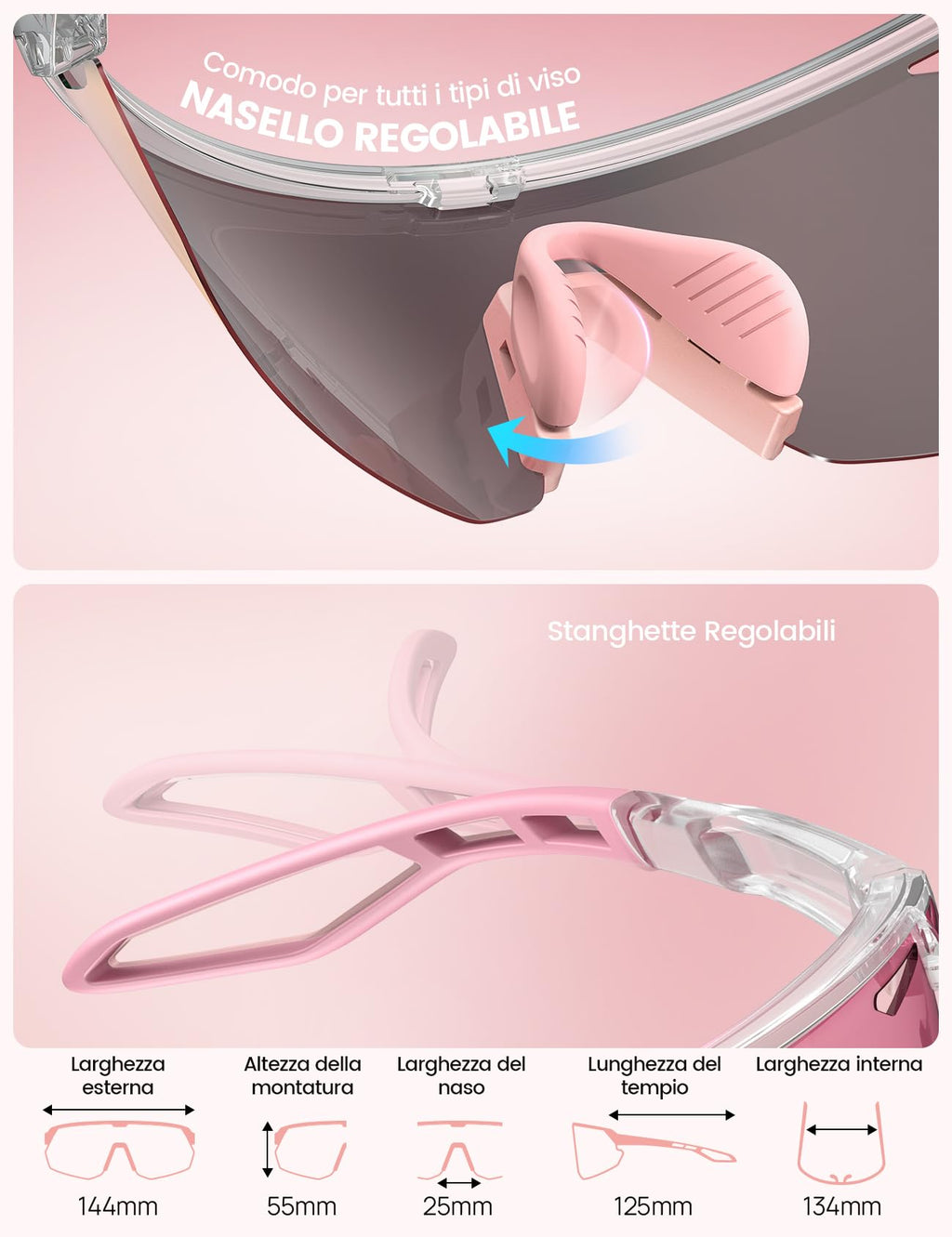 Lamicall Occhiali da Sole Ciclismo Polarizzati, [24g Ultraleggero] Anti-UV400, TR90-Telaio, Nasello Regolabile, Occhiali da Sole Sportivi per Uomo e Donna, per Pesca/Corsa/Sport all'Aperto
