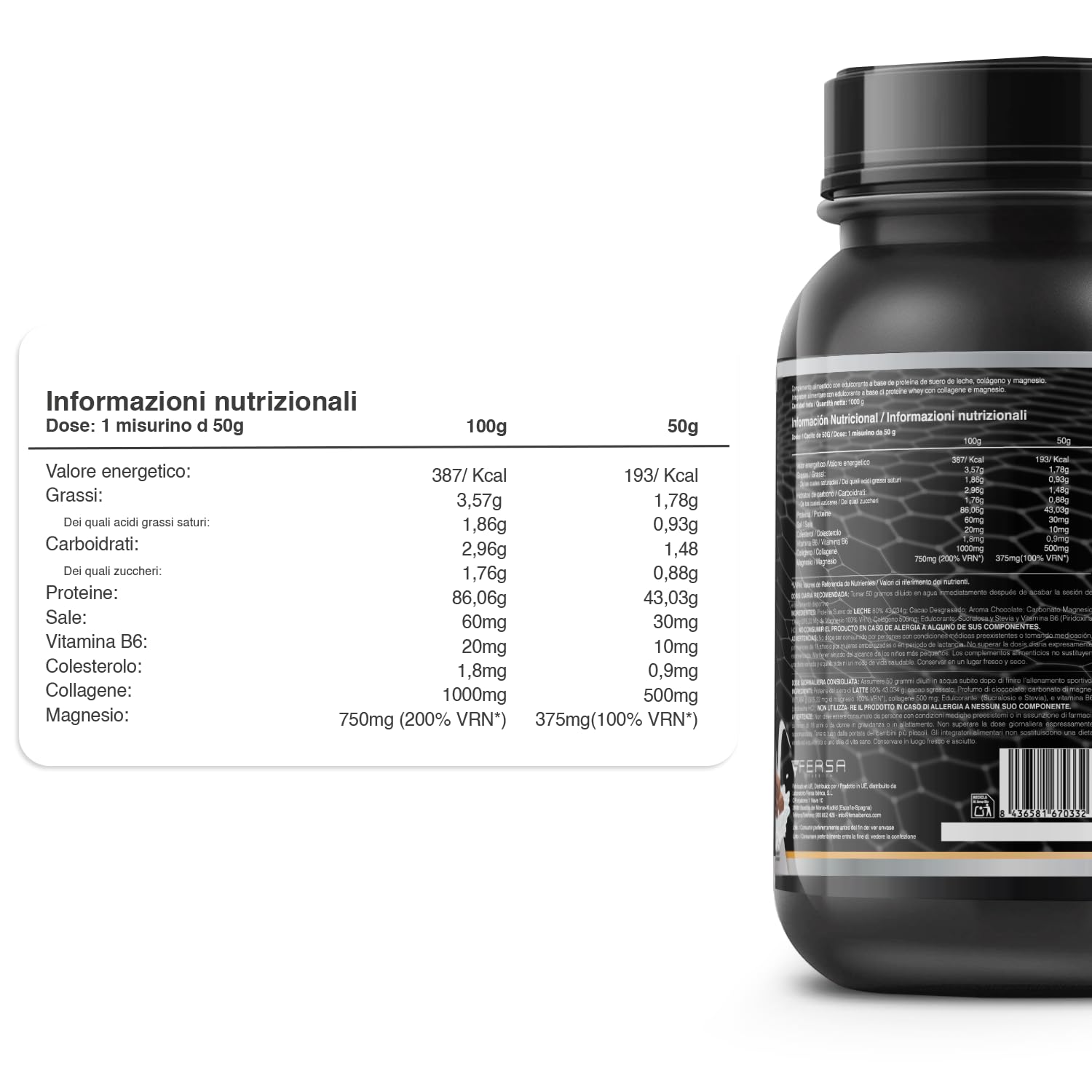Whey Protein | Proteina Whey pura con Collagene + Magnesio | Migliora i tuoi allenamenti | Protegge e aumenta la massa muscolare | 1000g di proteina (Cioccolato)