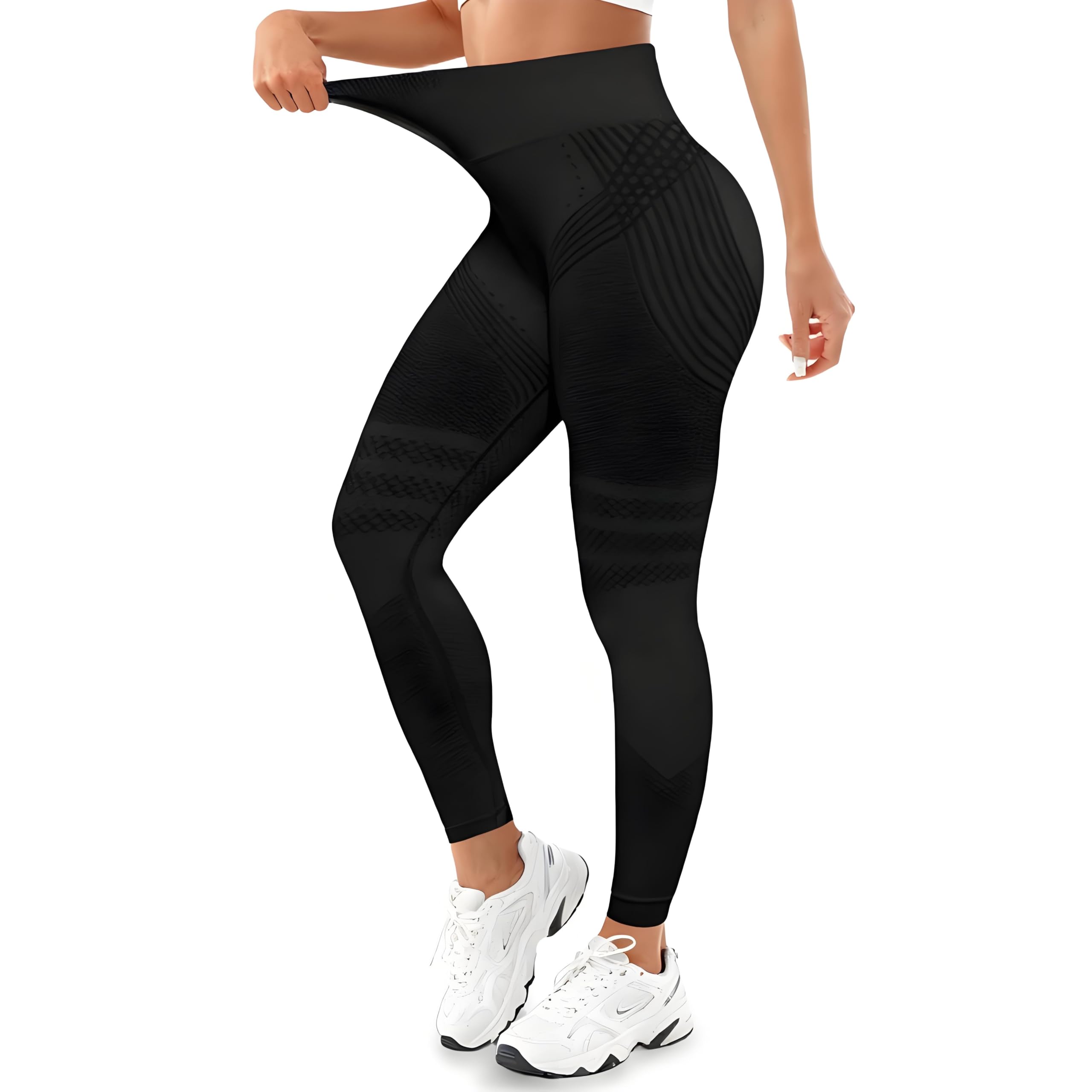 Leggins Anticellulite Donna, Leggings Sportivi Lunghi Compressione Push Up Glutei, Vita Alta Opachi Yoga Pilates Fitness