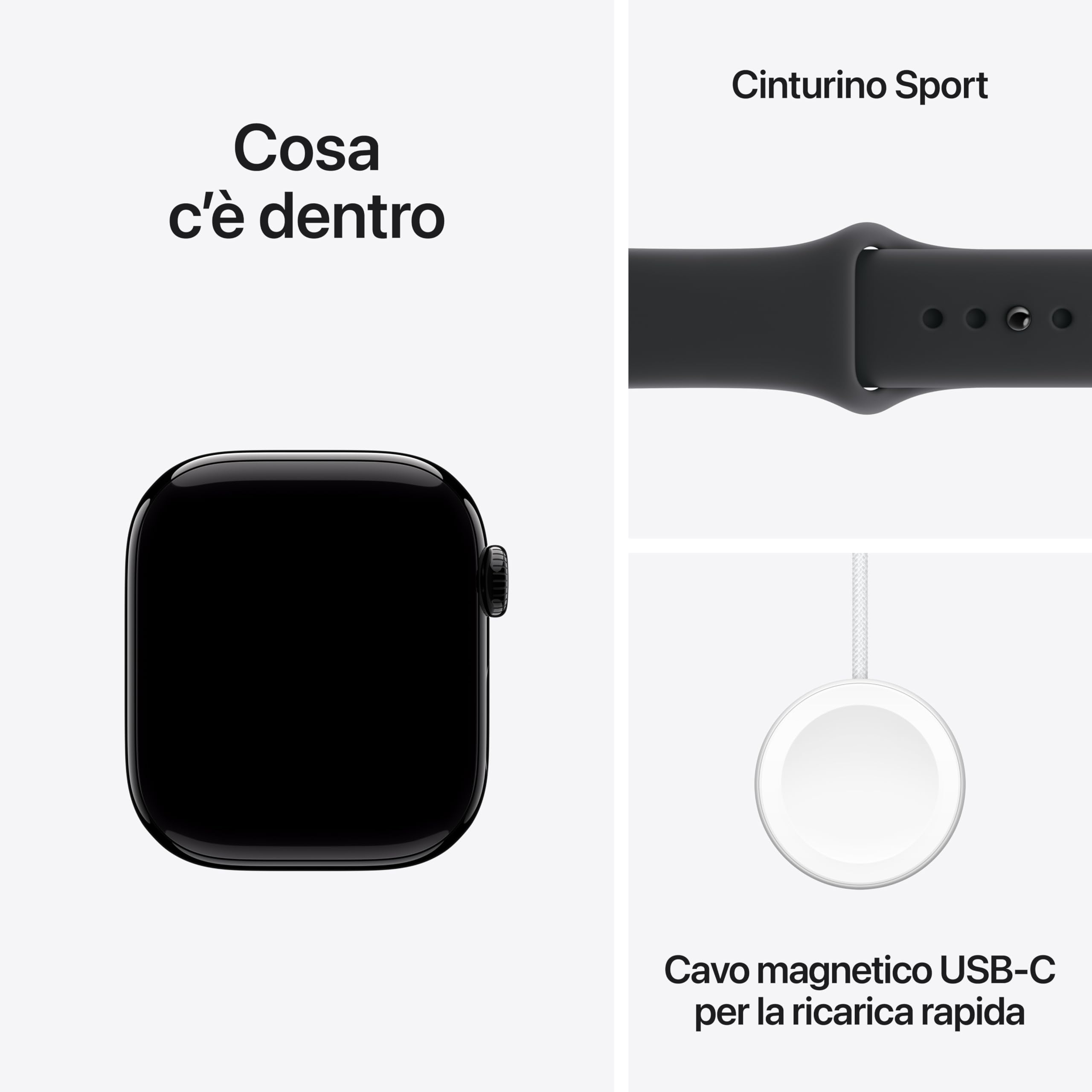 Apple Watch Series 11 GPS, Cassa 46 mm in alluminio Jet Black con Cinturino Sport nero - M/L