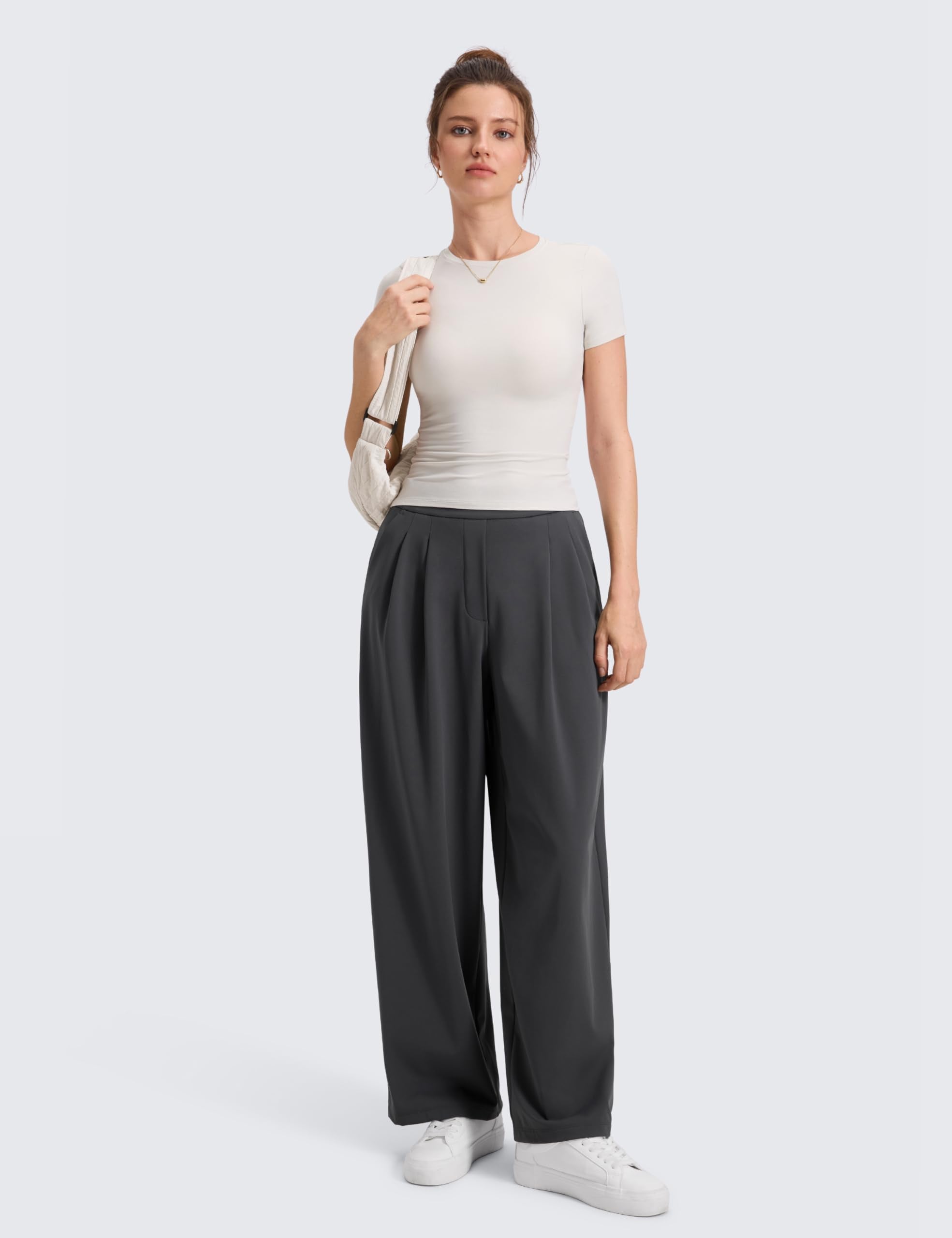 CRZ YOGA 4-Way Stretch Pantaloni da Lavoro Wide Leg Pantaloni da Donna