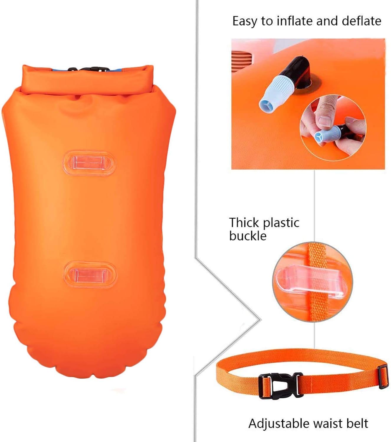 Boa Nuoto acque libere con Tasca Impermeabile,20L,Nuoto Boa per i nuotatori all'Aria Aperta e triatleti, l'airbag Galleggiantea Boa Altamente visibile di Nuoto.