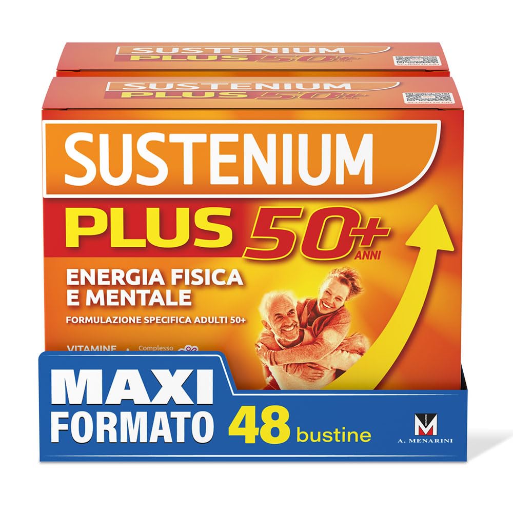 Sustenium Plus 50+ - Integratore energizzante adulti 50+ con complesso antiossidante ACTIFUL, vitamine e minerali. Per la tua energia fisica e mentale. Bipack 2 confezioni da 24 bustine