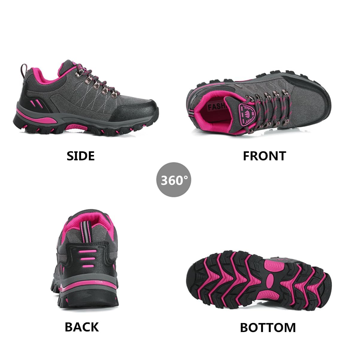Scarpe da Trekking da Donna Scarpe Sportive Basse Scarpe da Trekking Leggere all'aperto Scarpe da Trekking Antiscivolo Adatte al Campeggio e all'escursionismo Nero Grigio Viola Rosa 36-42EU