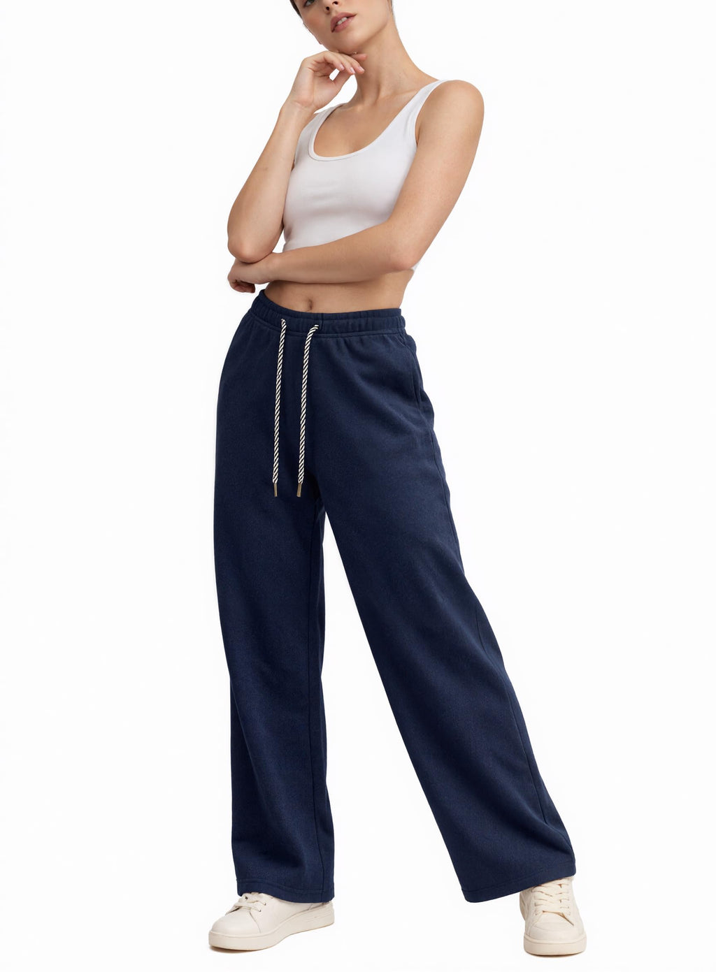 Pantaloni Tuta Donna Larghi Vita Alta con Tasche Pantaloni Sportivi Leggeri e Comodi Jogging Casual Fitness Palestra