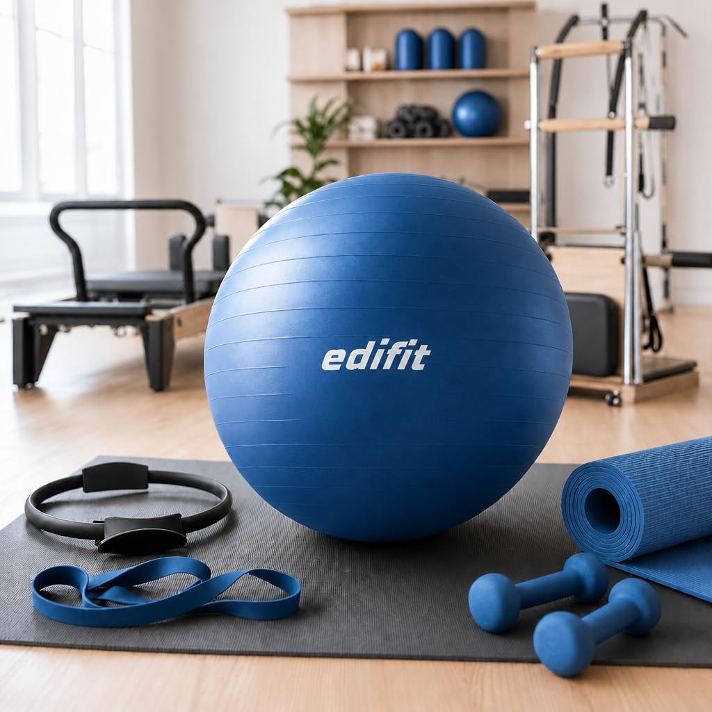 EDIFIT Palla Fitness, Pilates Attrezzi Casa, Incluso il Gonfiatore, Fitball, Yoga Accessori, Palla Gravidanza, Ginnastica Ritmica